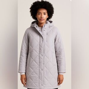 Mondetta Women's Light Gray Quilted Puffer Coat
